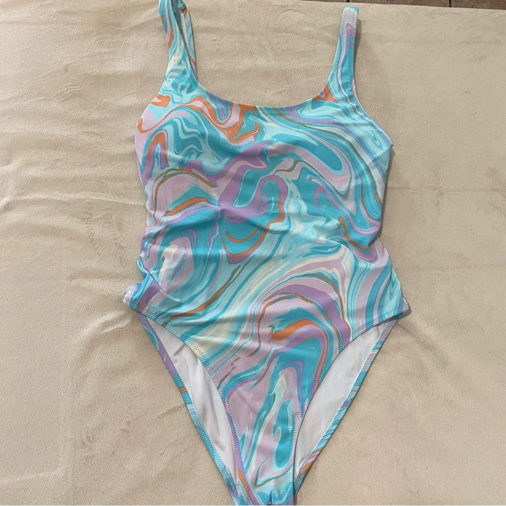 Women Colorful Swirl One-Piece Swimsuit